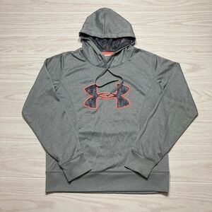 Under Armour Storm Womens Semi Fitted Cold Gear Hoodie Big Logo Gray Medium